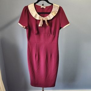Aisize Vintage Redefined Retro Pinup Sheath Red Dress Rockabilly Women's Large L